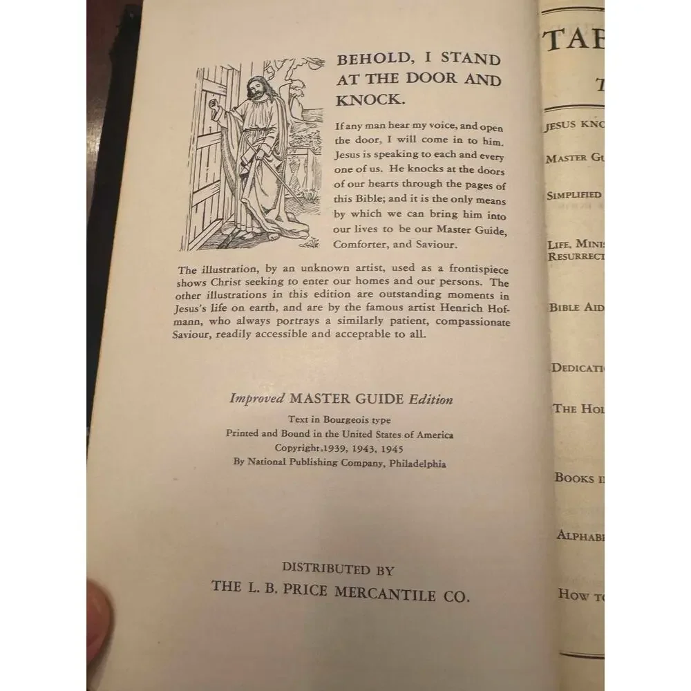 Vintage Genuine Leather Holy Bible KJV Master Guide Red Letter Thumb Index 1945